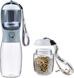Dog Water Bottle with Food Container, Travel Puppy Water Bowl, Portable Pet Dispenser, Dog Gift Stuff Accessories Items, Puppy Essentials Necessities for Yorkie Cat Walking and Hiking