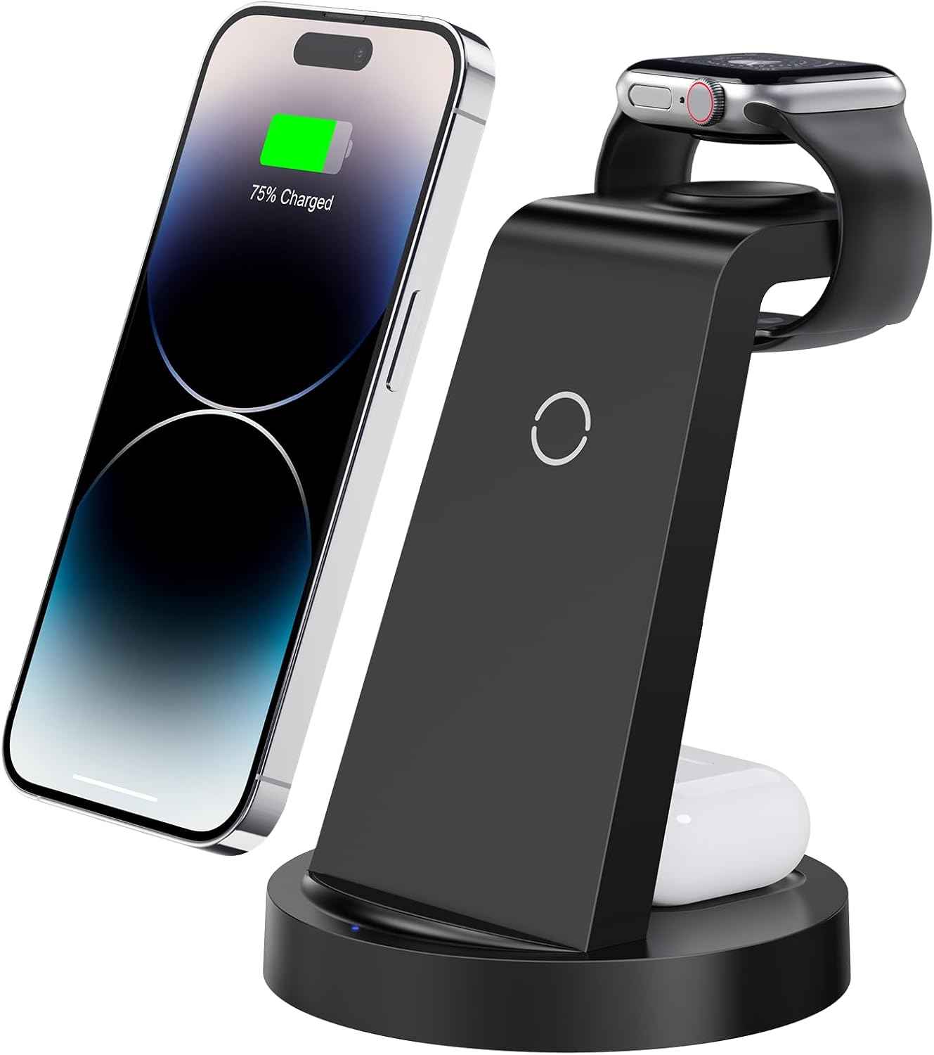 3-in-1 wireless charging station for iPhone, AirPods, and Apple Watch compatibility