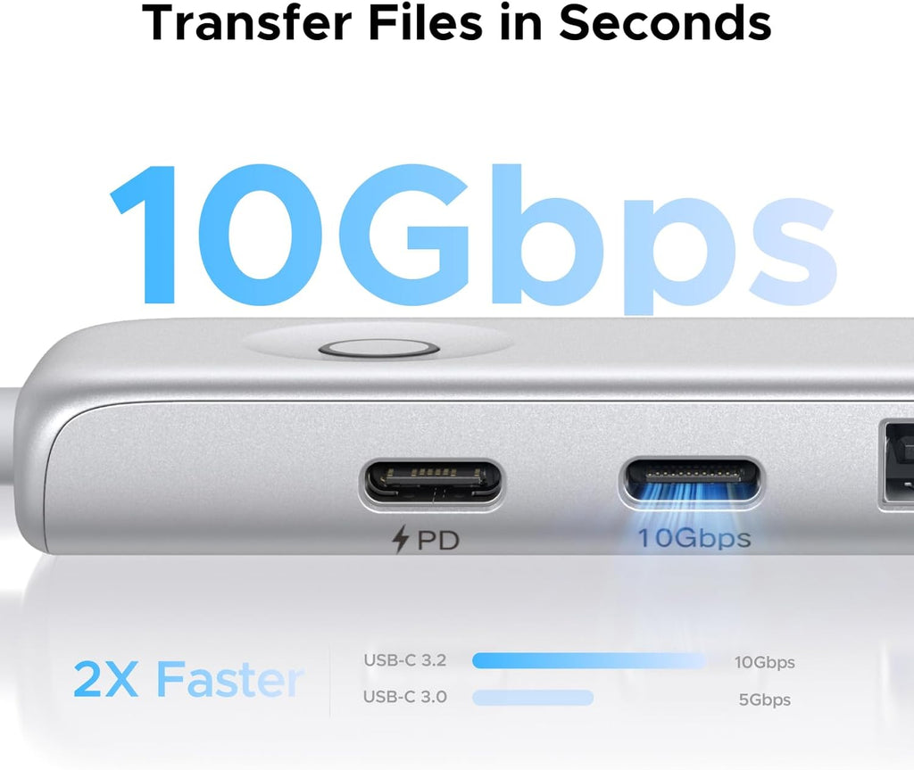 UGREEN USB C Hub 10Gbps Data Transfer, 4K@60Hz HDMI, 100W Power Delivery, 5-in-1 Slim Portable Multiport Adapter with Lock-Screen Button & Cable Clip,Compatible with MacBook Air/Pro,Windows Laptops