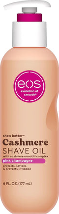 eos cashmere shave oil, 6 fl oz, shea butter, glycerin, vegan, fresh & cozy, razor burn prevention
