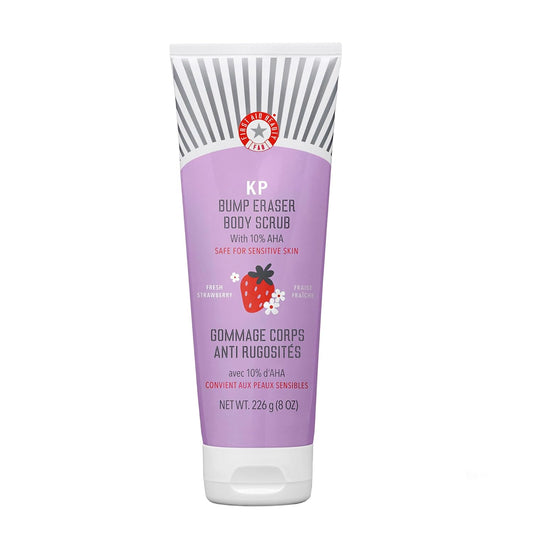 First Aid Beauty - KP Bump Eraser Body Scrub with 10% AHA, Keratosis Pilaris Skin Exfoliator with Glycolic and Lactic acids, Helps Reduce Chicken Bumps, Safe for Sensitive Skin, 2 oz