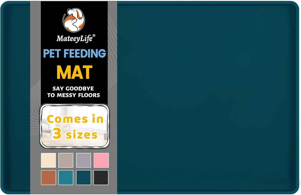 MateeyLife Silicone Cat & Dog Food Mat for Floors Waterproof, Anti-Slip Dog Bowl Mats for Food and Water, Pet Feeding Mats with Lip to Prevent Spills, Pet Placemat for Messy Drinkers to Protect Floors