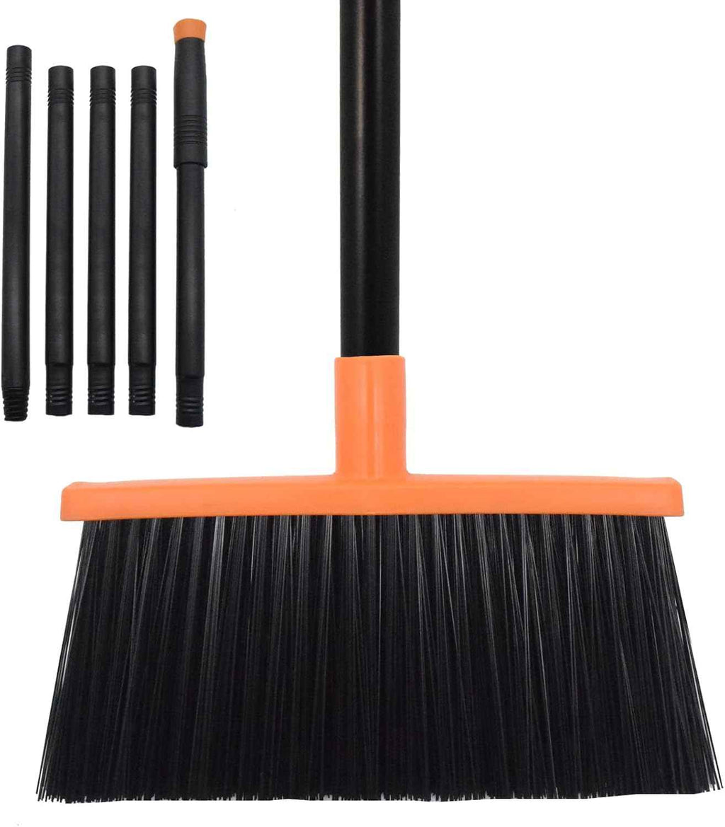 Xifando Heavy-Duty Adjustable Angle Broom with 56" Steel Handle for Efficient Cleaning of Hard Floors