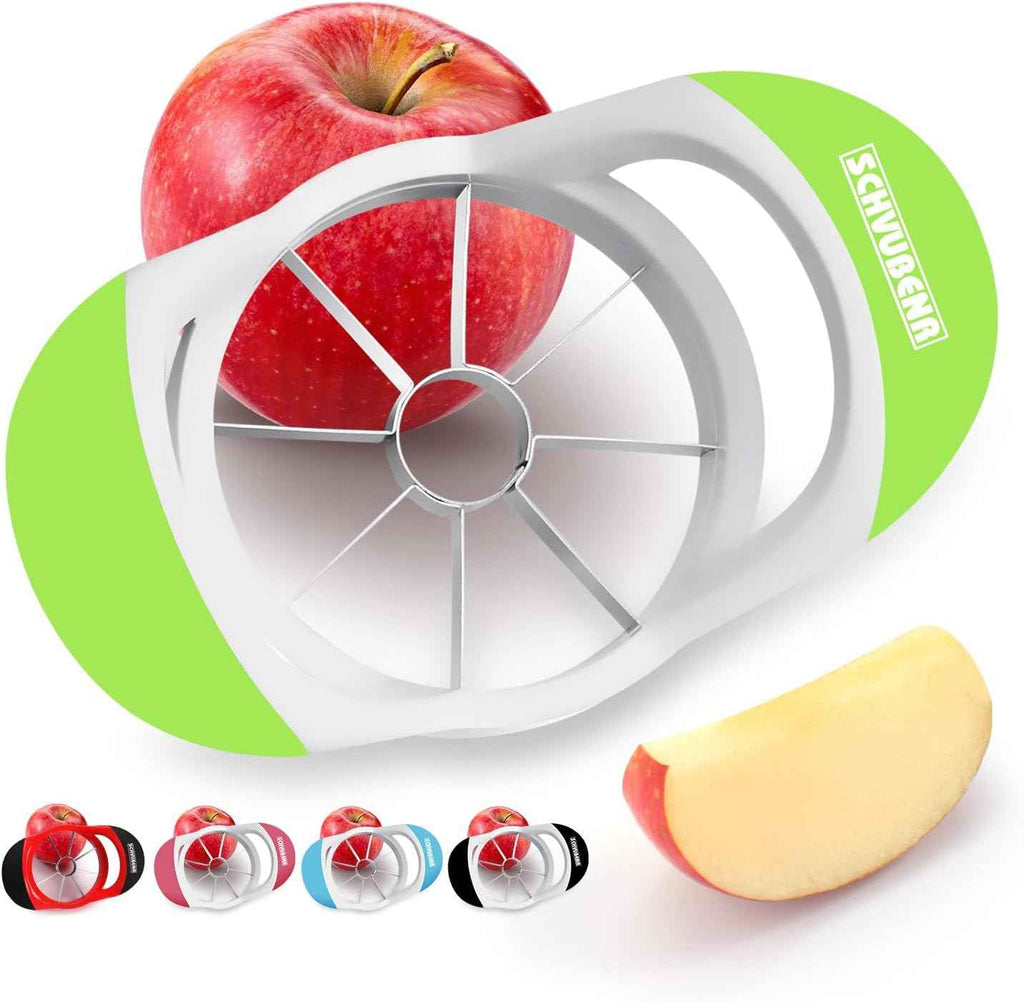 SCHVUBENR 3.5 Inch Apple Slicer - Professional Apple Cutter - Stainless Steel Apple Corer - Super Sharp Apple Slicer and Corer - Apple Tool with 8 Sharp Blades(Black)