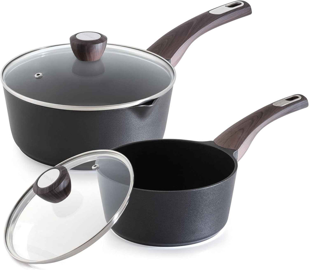 SENSARTE Ceramic Nonstick Sauce Pan with Lid, 3.0 Quart Saucepan with Double Spout, Large Cooking Pot, Non toxic Kitchen Sauce Pot, Non stick Saucier Pan, Induction Cookware, PFOA PTFE PFAS Free