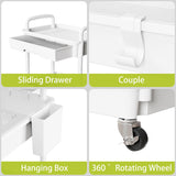 Sorgion 3 Tier Rolling Cart Organizer,Laundry Room Bathroom Organizers and Storage Office Shelves Mobile Shelving Unit Kitchen Trolley Cart with Wheels for Art,Craft,Diaper,Bedside,Snack(White)