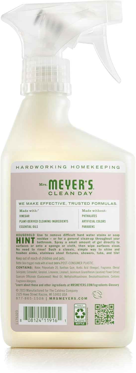 Mrs. Meyer's Apple Blossom Vinegar Gel Cleaning Spray, 16 Fl Oz, No-Rinse Formula for Bathroom Use