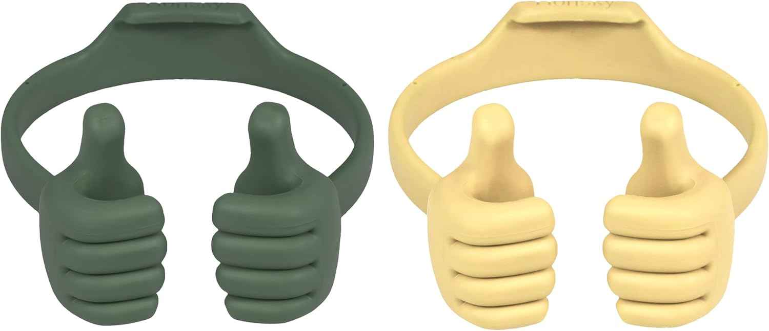 HONSKY Thumbs-Up Phone Stand for Tablets, E-Readers and Smart Phones – Green/Purple – 2 Count