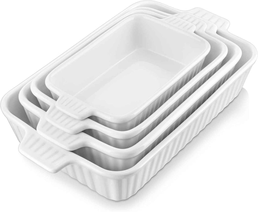 Malacasa porcelain baking dishes for oven, casserole set of 4, white, 9.4"/11.1"/12.2"/14.7"