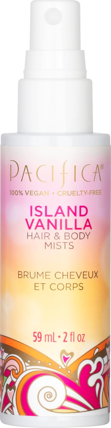 pacificas island vanilla 6oz hair and body mist, paraben-free, no alcohol, vegan and cruelty-free for women