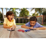 FLAT 2 FAST Original Stunt Card Racer - Crimson Red Compact Pocket Size Racecar Launcher with Built-in Button