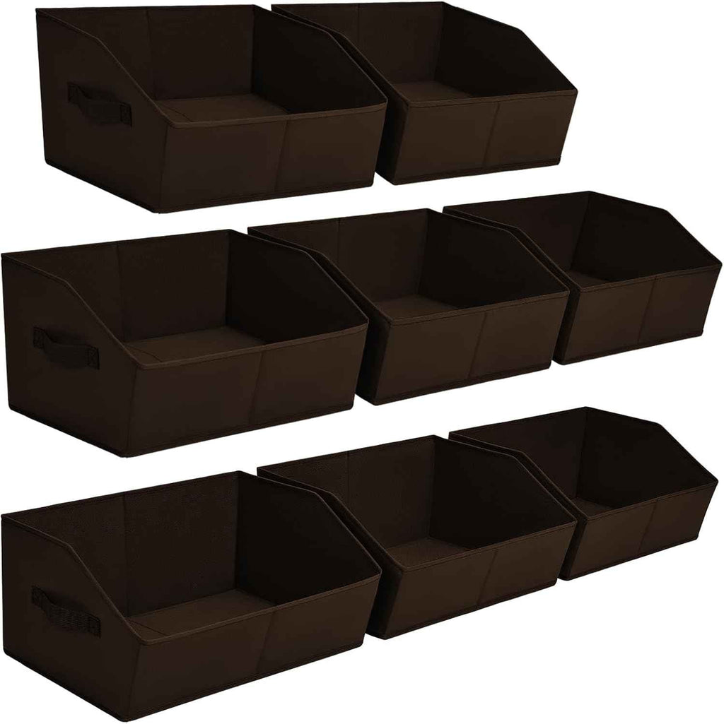 Closet Organizers Bins 6 Packs - Large Closet Shelf Organizer with Handles, Fabric Trapezoid Storage Bins, Collapsible Storage Cubes for Clothes, Towels, Light Gray