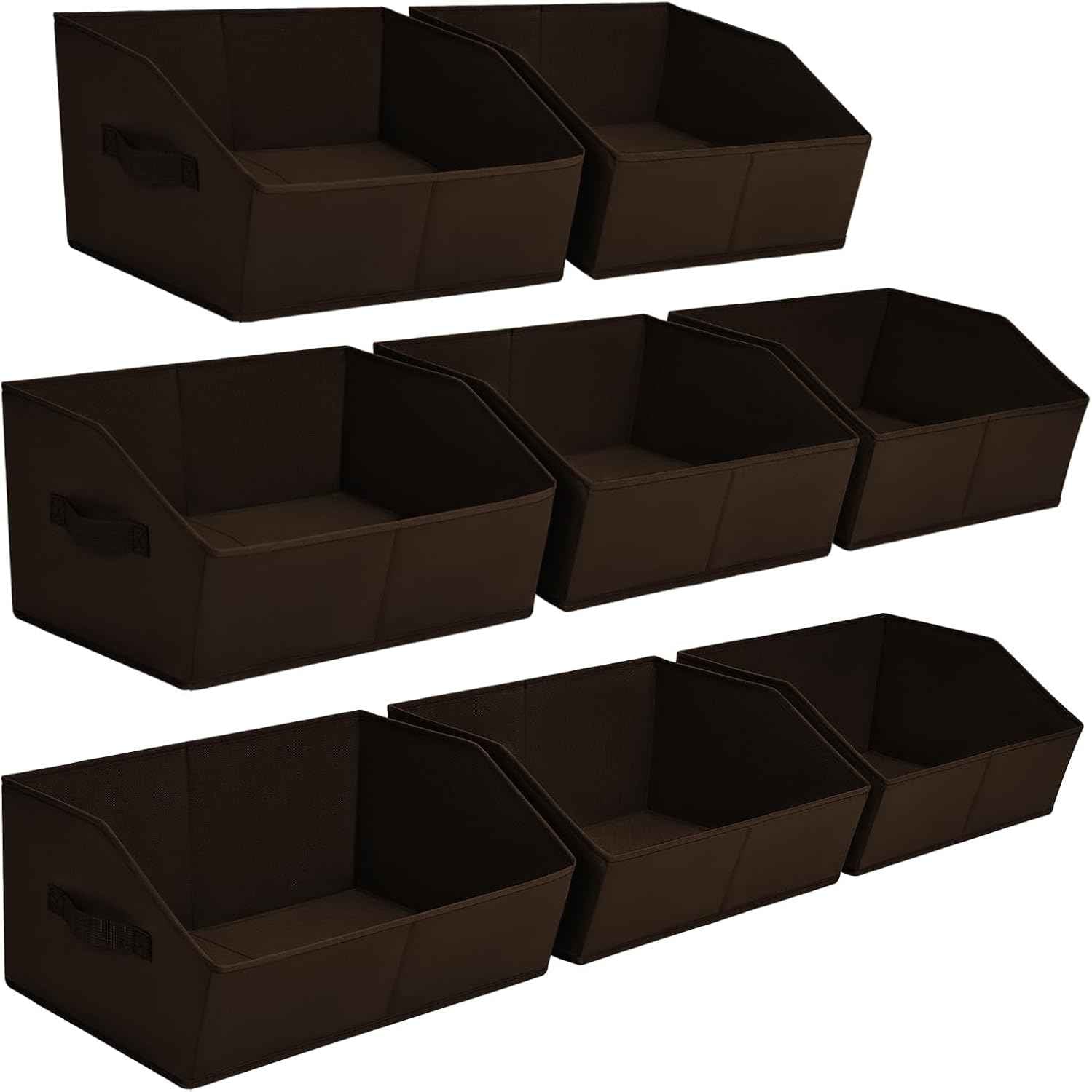 Closet Organizers Bins 6 Packs - Large Closet Shelf Organizer with Handles, Fabric Trapezoid Storage Bins, Collapsible Storage Cubes for Clothes, Towels, Light Gray