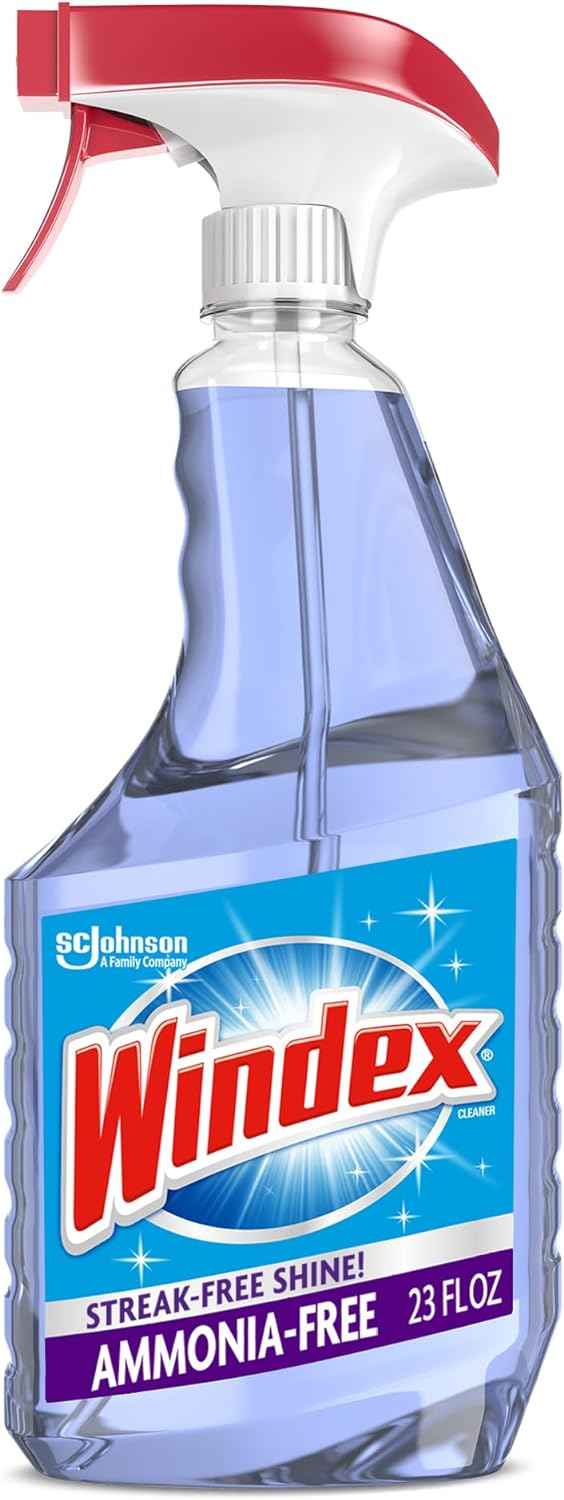 Windex ammonia-free glass cleaner spray bottle, crystal rain scent, 23 fl oz