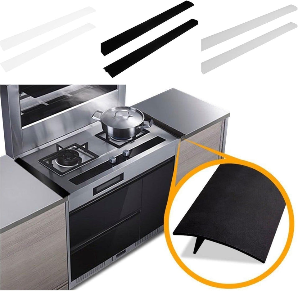 2 Pack Flexible Kitchen Stove Gap Covers, Silicone Gap Fillers Between Counter and Stovetop, Oven, Washer, Dryer, Easy to Wipe, Food Grade (Black, 21 Inches)
