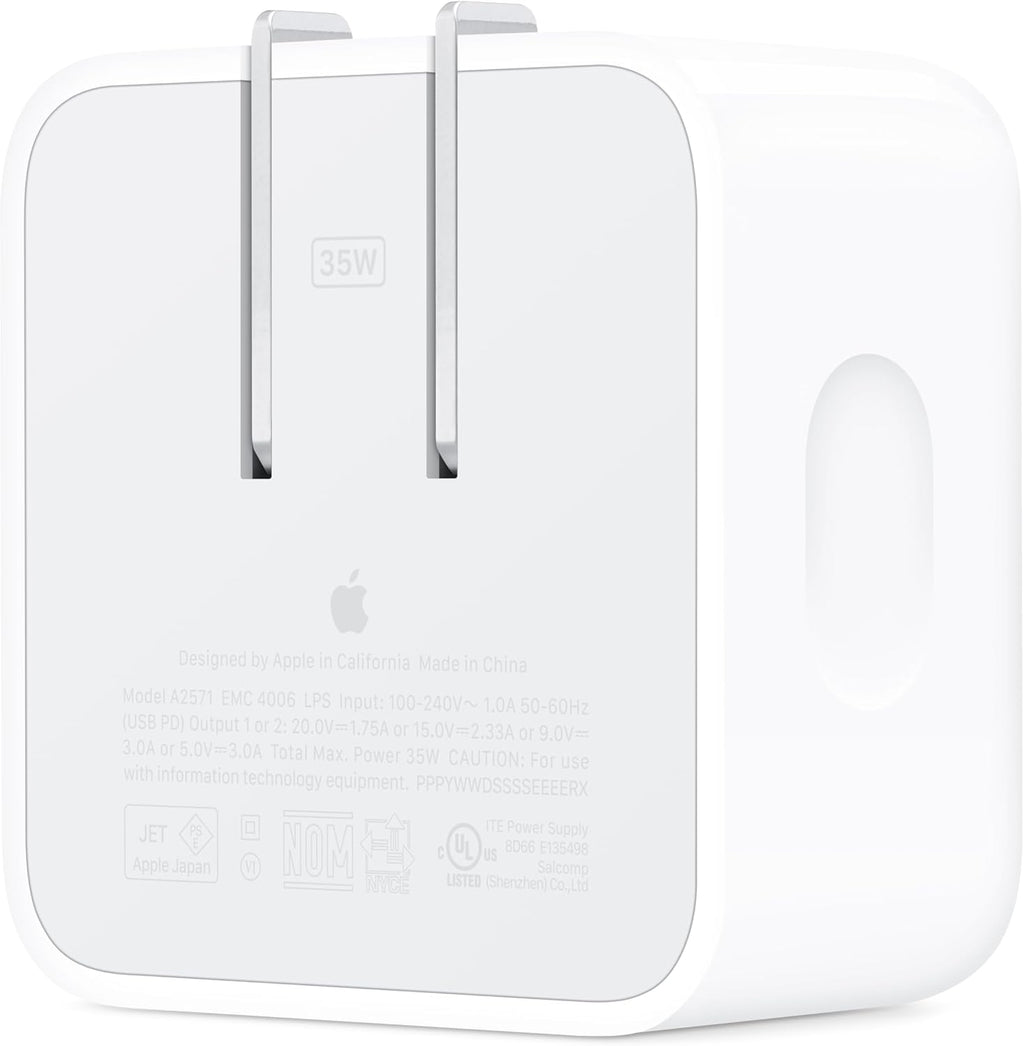 Apple 35W Dual USB-C Port Compact Power Adapter: Fast and Convenient Charging, Type C Wall Charger - ShopUS