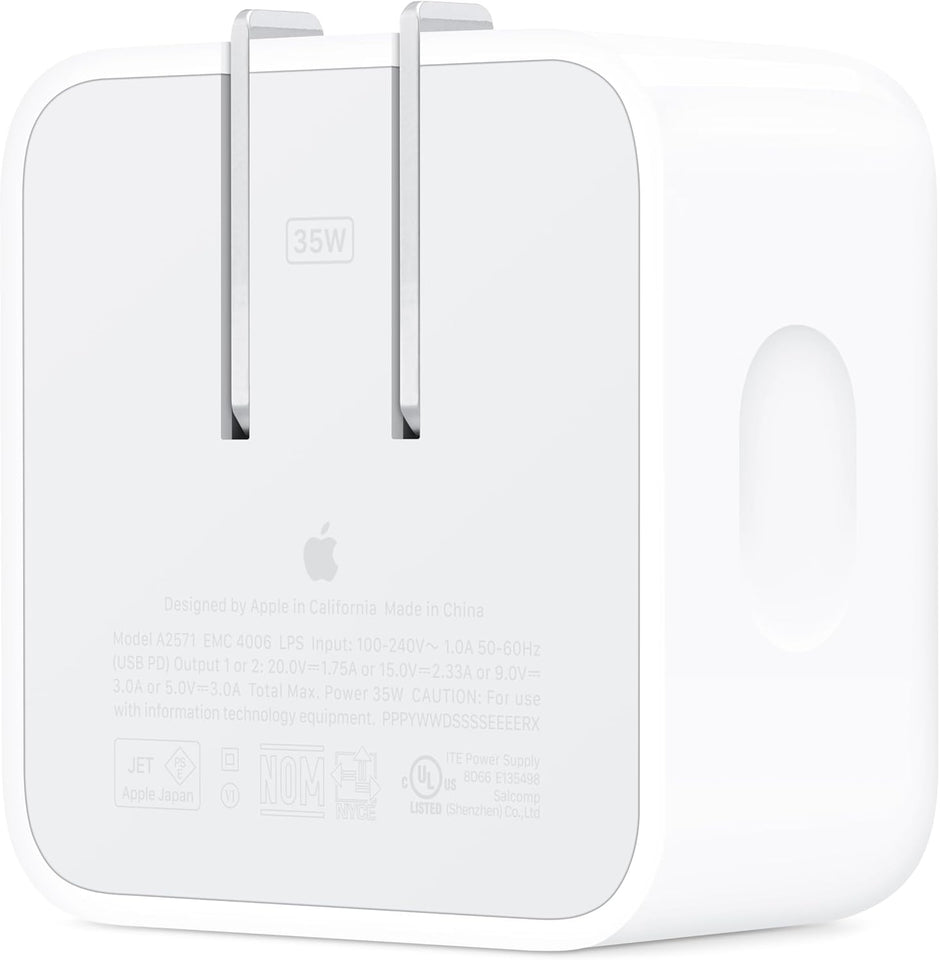 Apple 35W Dual USB-C Port Compact Power Adapter: Fast and Convenient Charging, Type C Wall Charger - ShopUS
