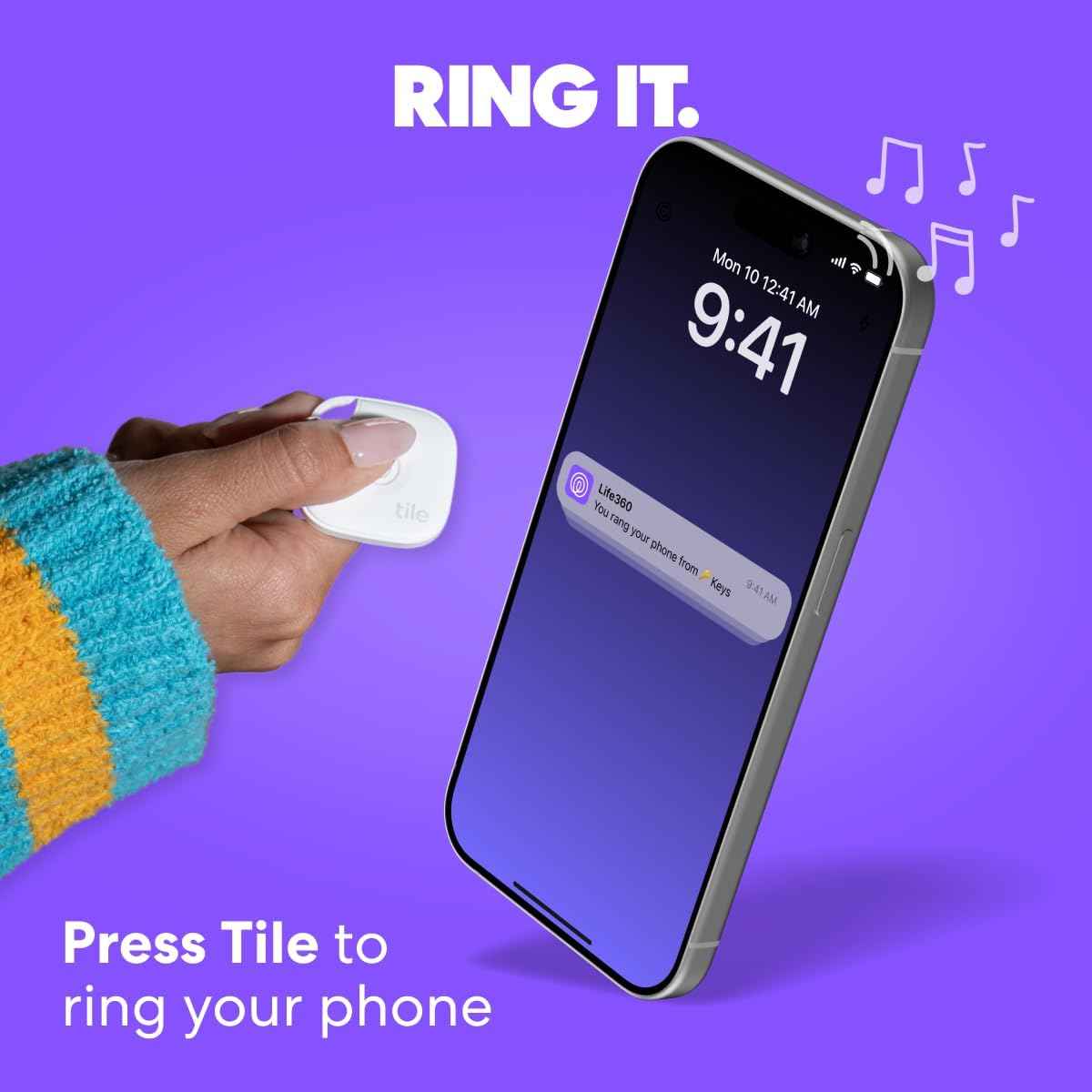 Tile by Life360 Mate - Bluetooth Tracker, Keys Finder and Item Locator for Keys, Bags and More. Phone Finder. Both iOS and Android Compatible. 1-Pack (Black)