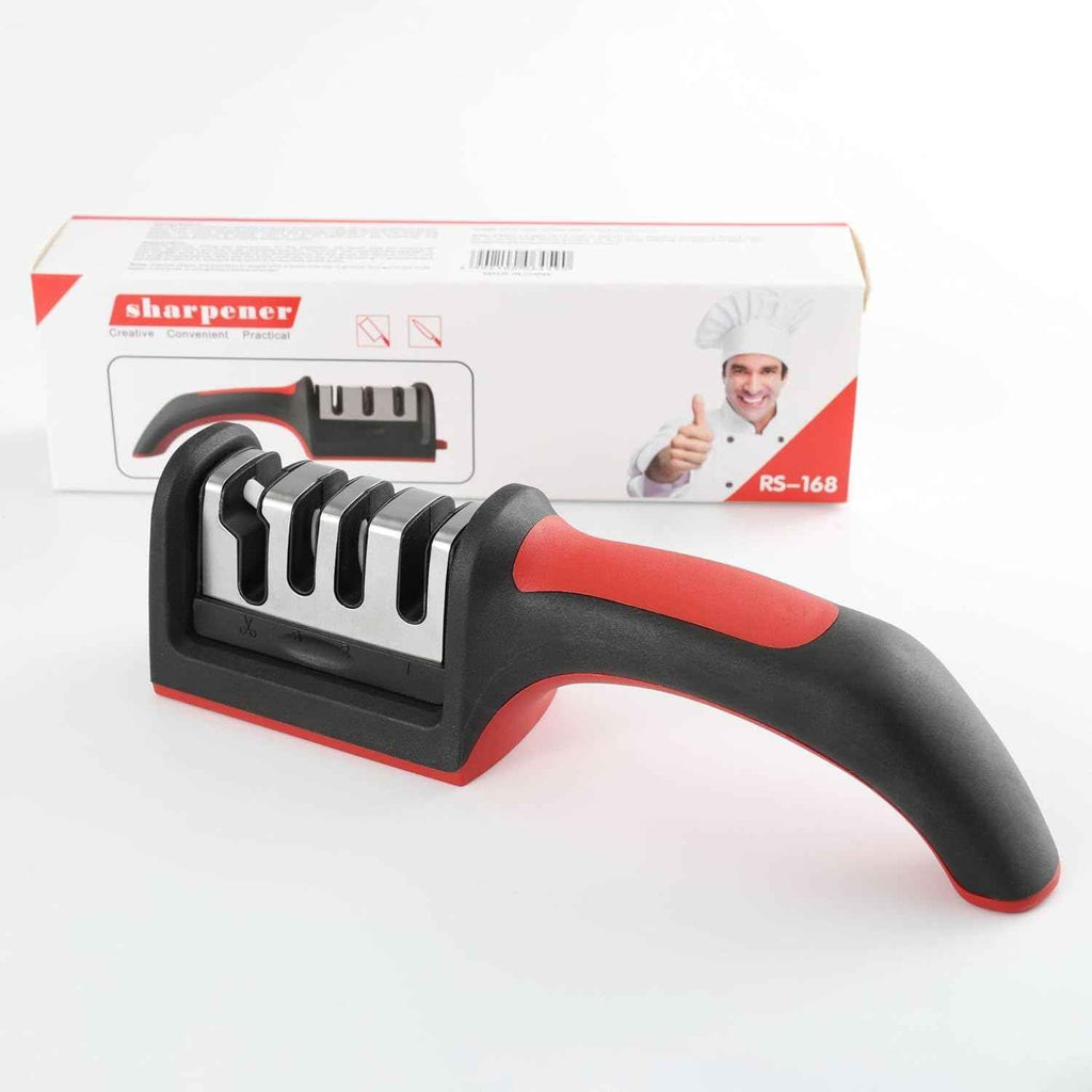 4-in-1 professional kitchen knife sharpener with tungsten steel and ceramic slots