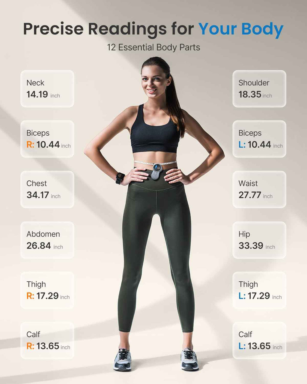 Renpho Smart Tape Measure with Bluetooth, Large Display, Weight Loss Fitness Tracker for Body Measuring Circumference Length