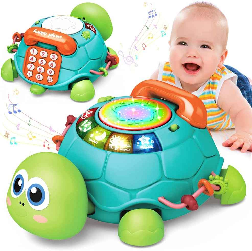 jyusmile baby turtle crawling toy 6-12 months musical light sound