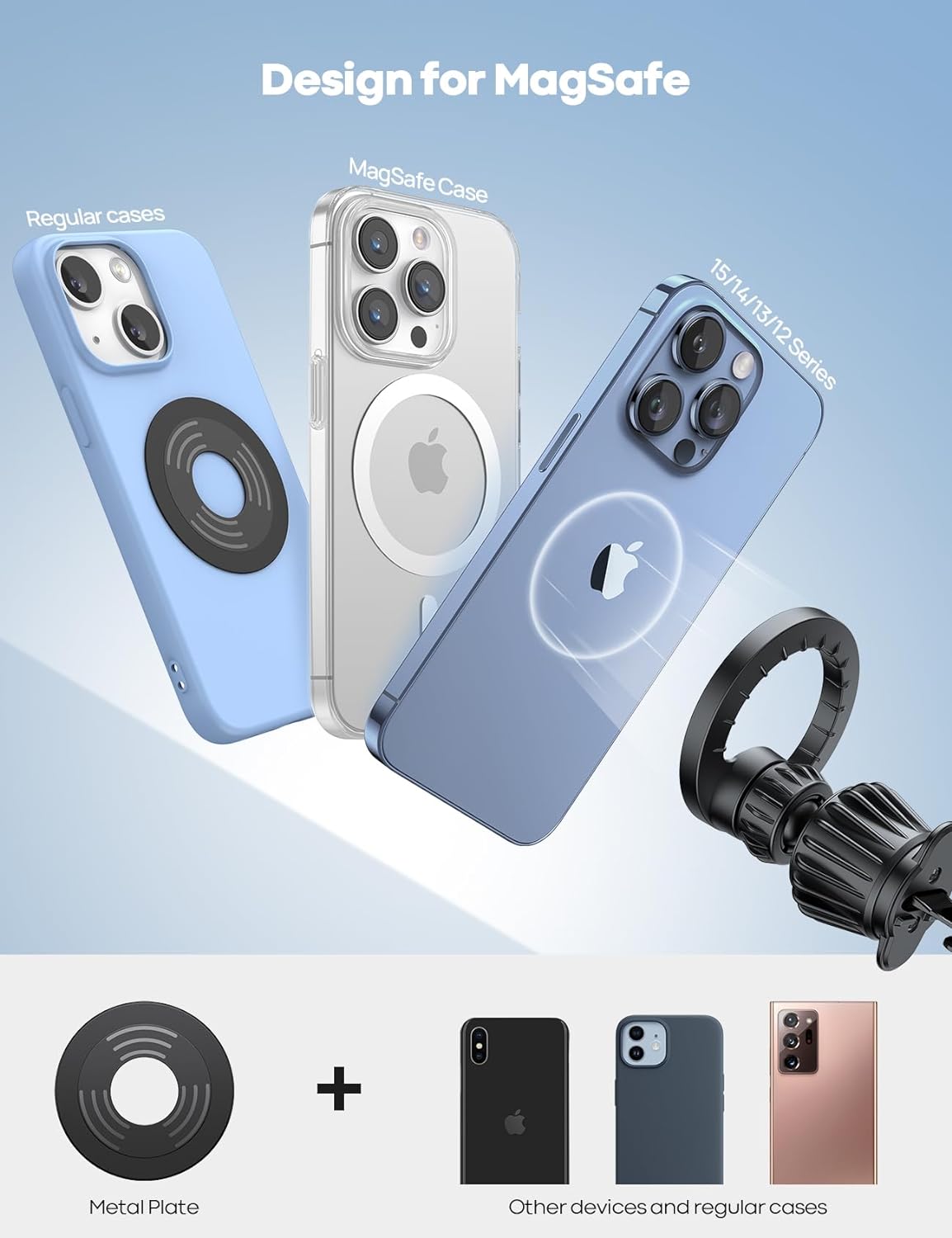 Lamicall for MagSafe Car Mount - [20 Super Magnets] Magnetic Car Phone Mount, Air Vent Phone Holder Car, Hands Free Cell Phone Holder Clip Car Accessories fit iPhone 17 16 15 14 13 Pro Plus Max - ShopUS