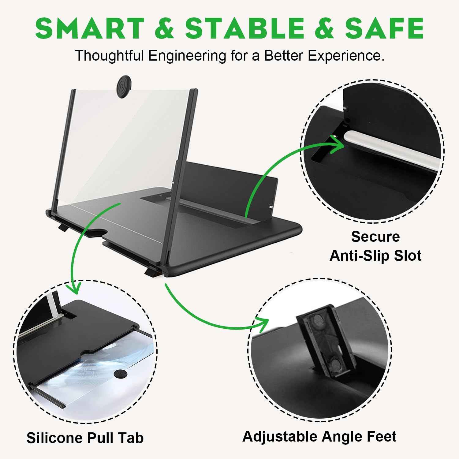 14 Inch Smartphone Screen Magnifier 3D HD Foldable Amplifier Phone Stand with Adjustable Angle Gift for Mom Dad Family Portable Universal Enlarger Movies Gaming Video