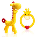 SHARE&&CARE BPA Free Silicone baby teether giraffe toy with storage case, for 3 months above infant sore gums pain relief (Pink)