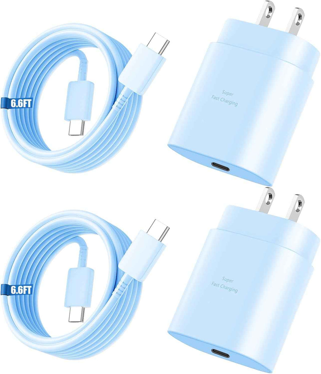 Super Fast Charger Type C, 25W USB C Wall Charger Fast Charging for Samsung Galaxy S25 Ultra/S25/S25+/S24+/S24 Ultra/S24/S24+/S23 Ultra/S22 Ultra/S21 with 10FT Long Android Type C Charger Cable 2Pack