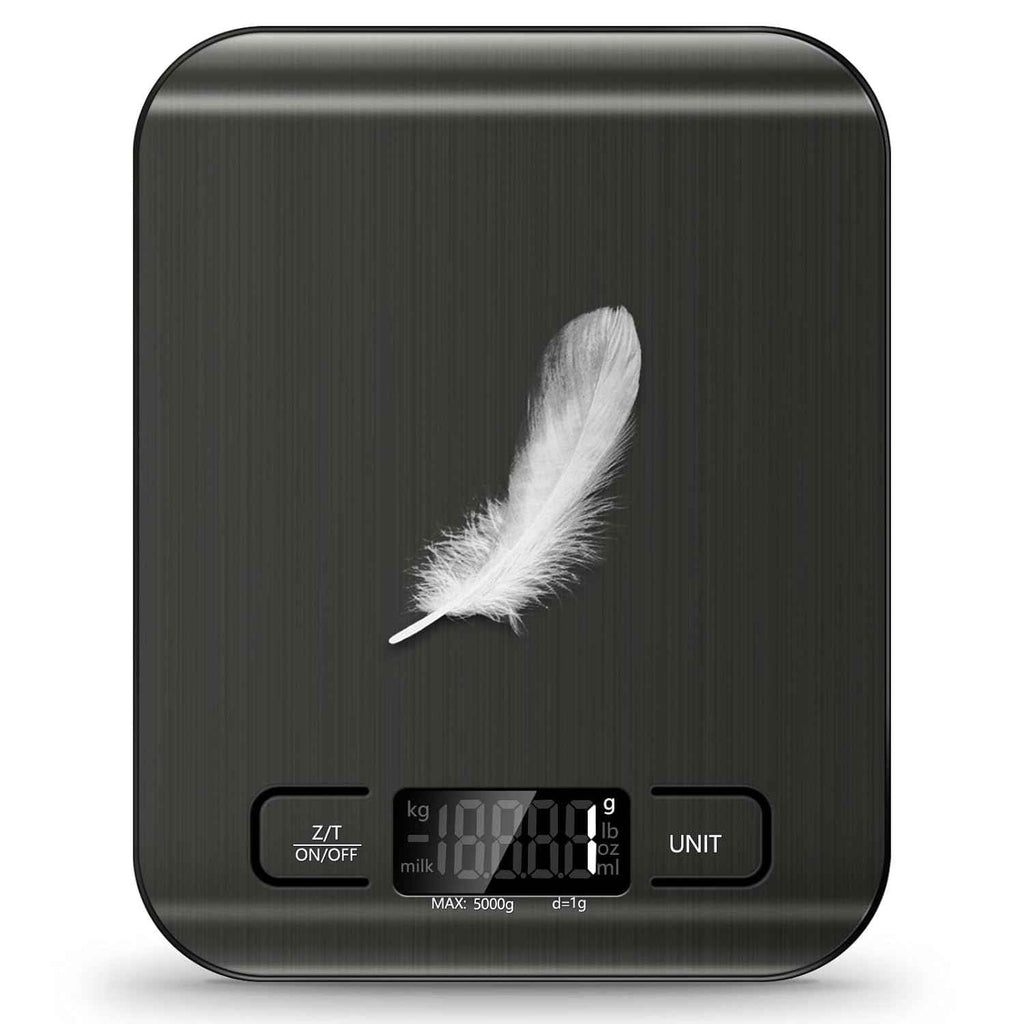 Food Scale, 11lb Kitchen Scale with 6 Units Tare Function & LCD Display, 0.05oz/1g Stainless Steel Digital Food Scale Grams and Ounces for Baking, Cooking, Dieting and Meal Prep (Batteries Included)