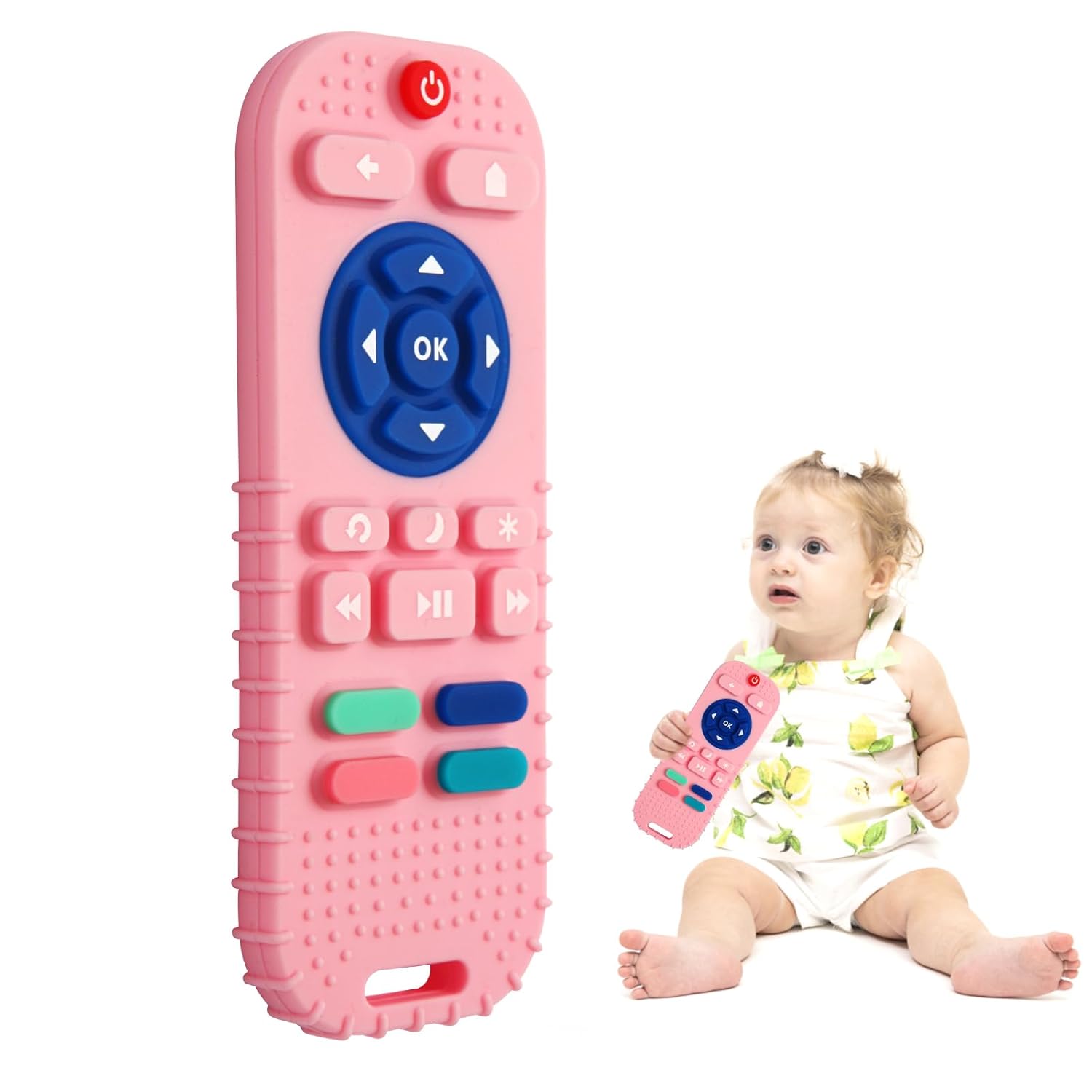 Hooku 2 Pack silicone teething toys for babies 0-6 months, teethers for babies 6-12 months with remote teether, sensory toys