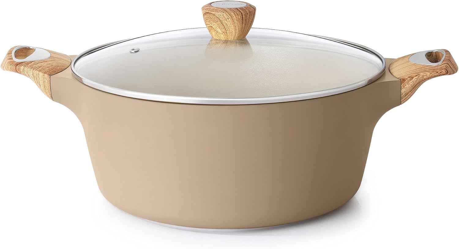 SENSARTE Ceramic Nonstick Stock Pot with Lid, 2.6/4.5/6.6/8.5 QT Soup Pot Casserole Pot, Non-toxic Healthy Pasta Pot, Large Cooking Pot Stew Pot, Induction Compatible, PFOA PFAS PTFE Free, White