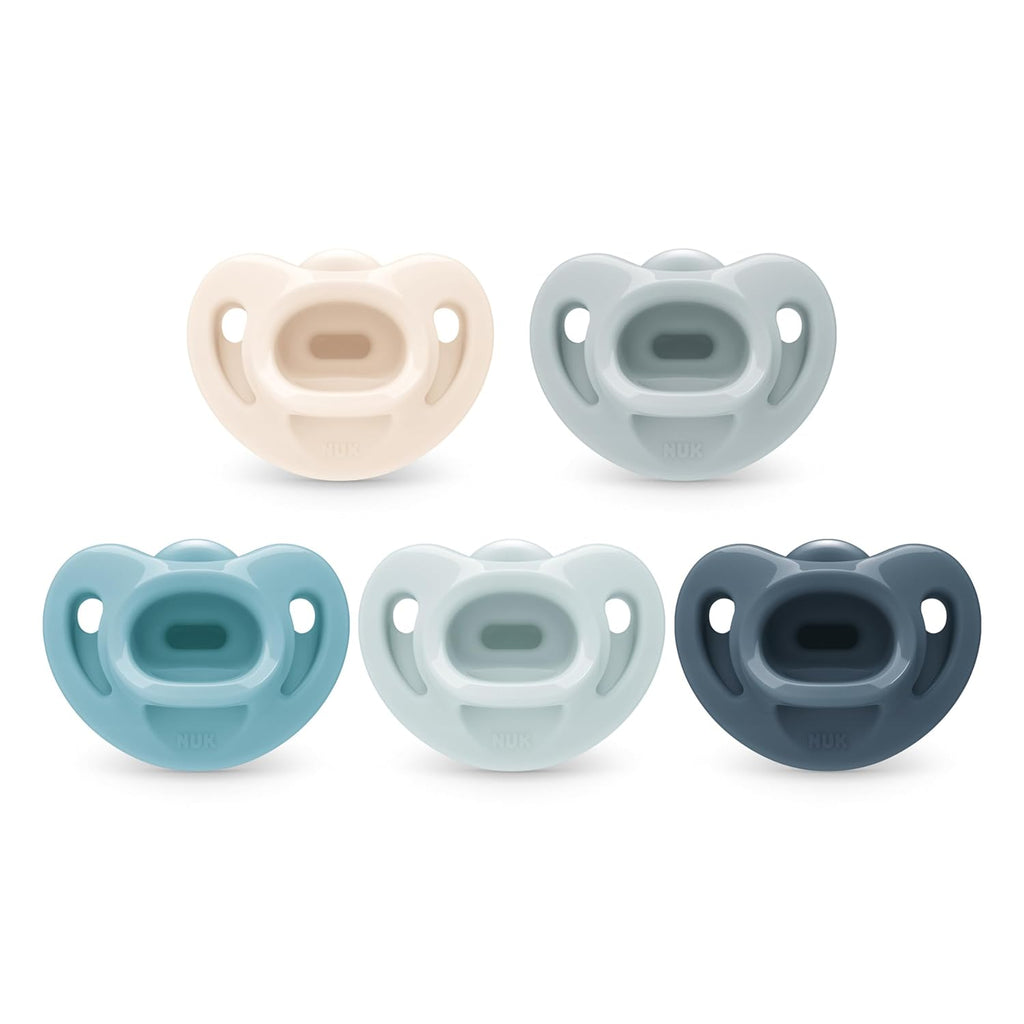 NUK Timeless Comfy Pacifiers for 0-6M Babies | 100% Silicone, BPA-Free, 5-Pack