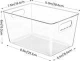 YIHONG 6 Pack Clear Pantry Organizer Bins, Plastic Containers with Handle for Kitchen,Freezer,Cabinet,Closet,Bathroom Under Sink Storage