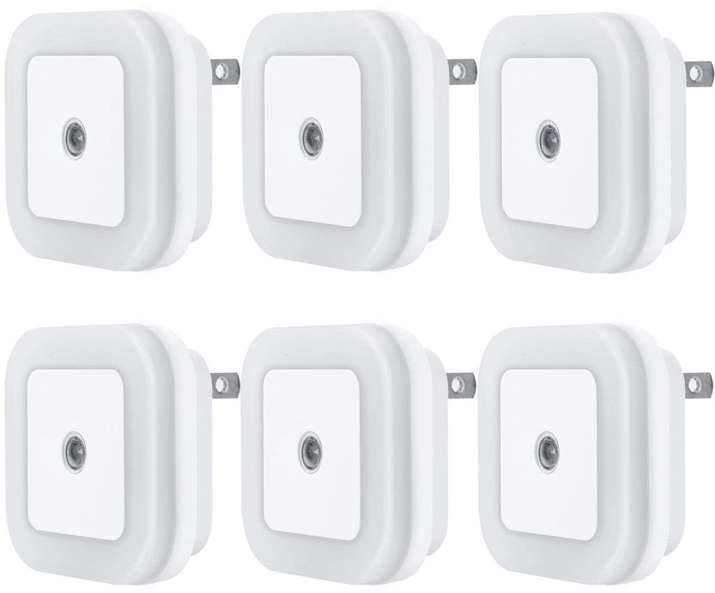 Uigos LED Night Light Lamp with Smart Sensor Dusk to Dawn Sensor, Daylight White, 0.5W Plug-in, 6-Pack