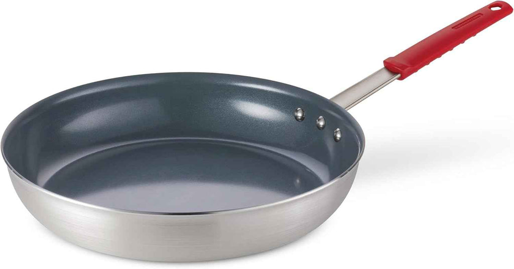 Tramontina Professional 10-Inch Non Stick Frying Pan, Heavy-Gauge Aluminum Skillet with Reinforced Nonstick Coating, Red Handle, Dishwasher and Oven Safe