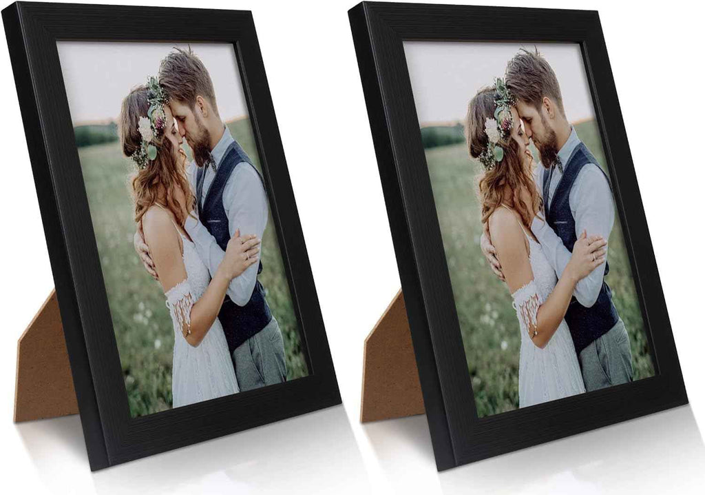 pecula 2-pack black picture frame for 5x7 photos, plexiglass and plastic construction, wall and tabletop display