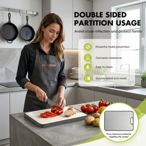 Sumzzz Titanium Cutting Board for Kitchen, Non Toxic 2-in-1 Cutting Board Double Sided Food Grade PLre Titanium, Knife Friendly Easy to Clean Large Size 15”×10.3”