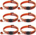Nylon 6 Pack Reflective Cat Collar with Bell and Breakaway Buckle Adjustable 19-32cm Mixed Colors