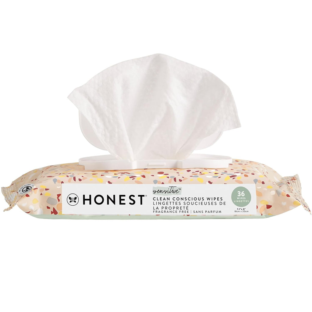 Honest Company Hypoallergenic Baby Wipes for Sensitive Skin, Fragrance-Free, 576 Count (6 Packs of 96)