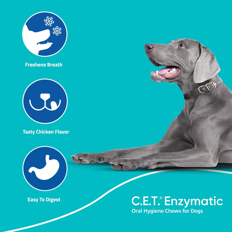 C.E.T. Oral Hygiene Chews for Large Dogs (30 count, Chicken Flavor)