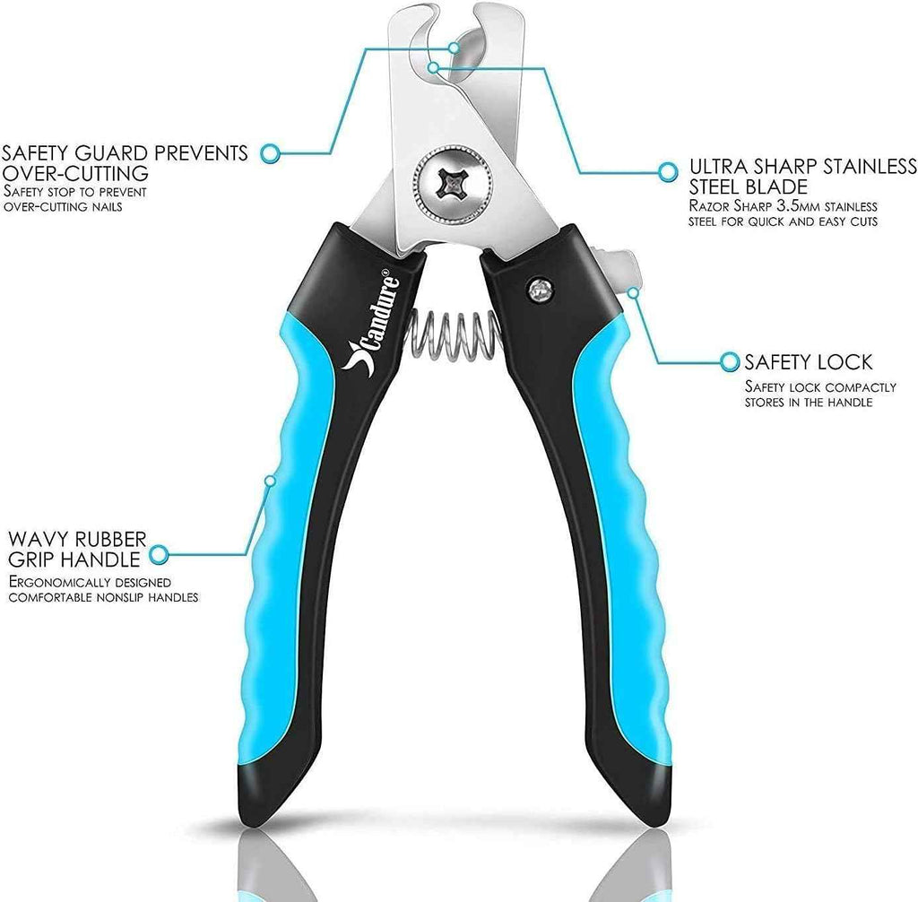 candure dog nail clippers and trimmer with safety guard for small medium-large breeds pet nail clipper