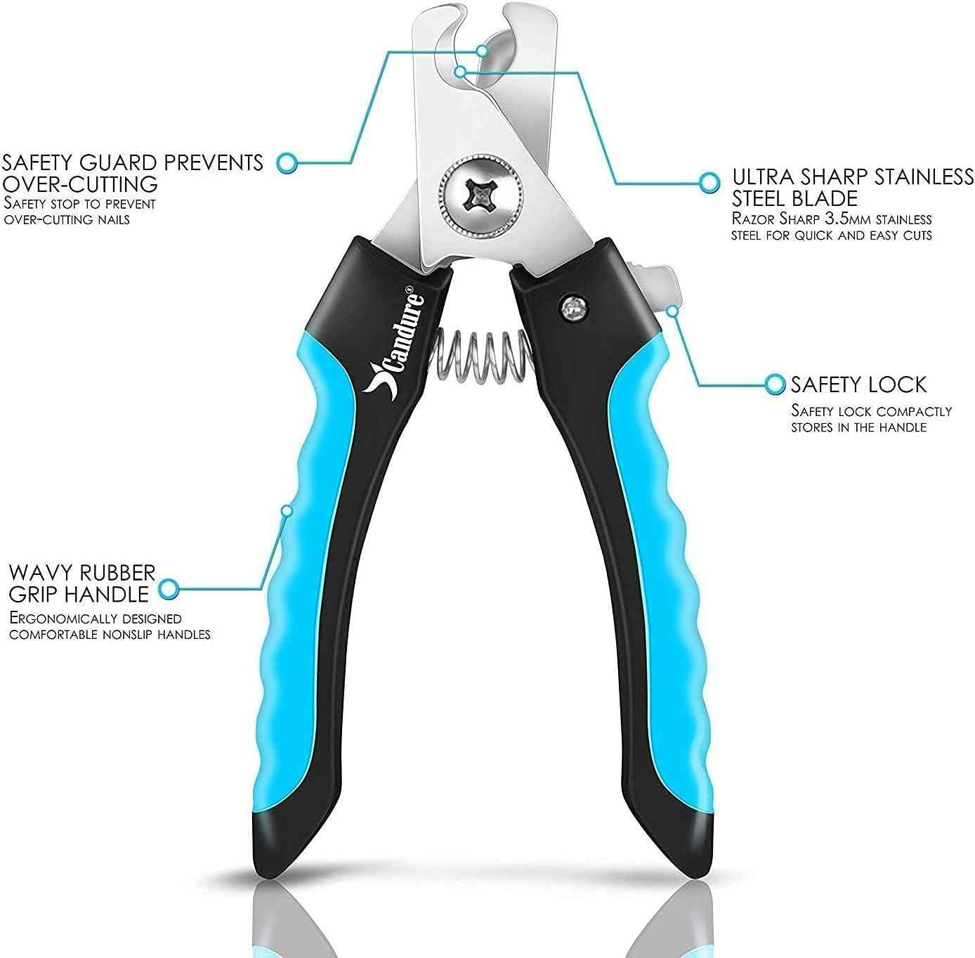 candure dog nail clippers and trimmer with safety guard for small medium-large breeds pet nail clipper