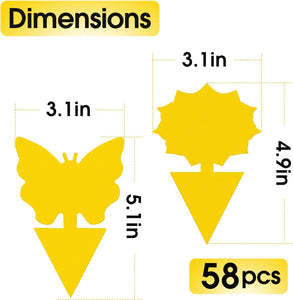 58 Pack Flying Insect Traps for Plants – Yellow Sticky Traps for Fungus Gnats, Flies & Flying Bugs, Indoor Outdoor Flying Bug Catcher for Pots, Garden & Kitchen, Kid & Pet Safe, Non-Toxic, Odorless
