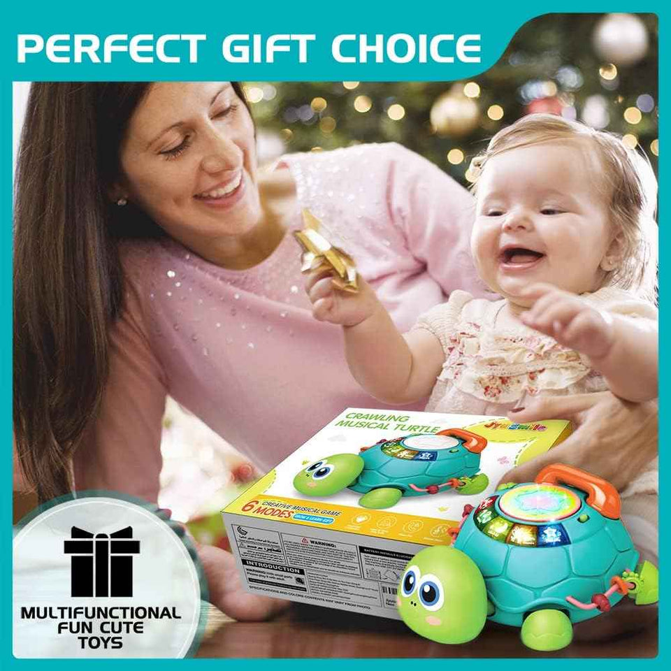 Jyusmile Baby Toys 6 to 12 Months, Musical Turtle Crawling Infant Toys, Early Learning Educational Toy with Light & Sound, Christmas Birthday Gifts for Boy Girl 7 8 9 10 11 Month 0-1 Year Old