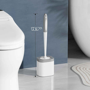 2-pack white durable toilet brush set with holder, nylon bristles for toilet bowl cleaning