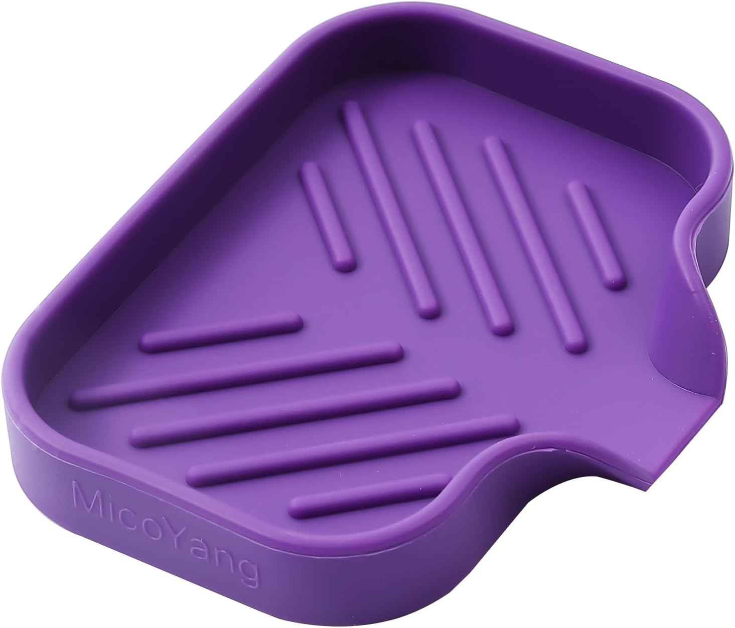 Silicone Bathroom Soap Dishes with Drain Spout-Bathroom and Kitchen Sink Organizer,Sponge Holder,Dish Soap Tray,Perfect for Dispenser,Scrubber,Bottle,Cup on Sink or Counter-Black 4.9"×3.2"