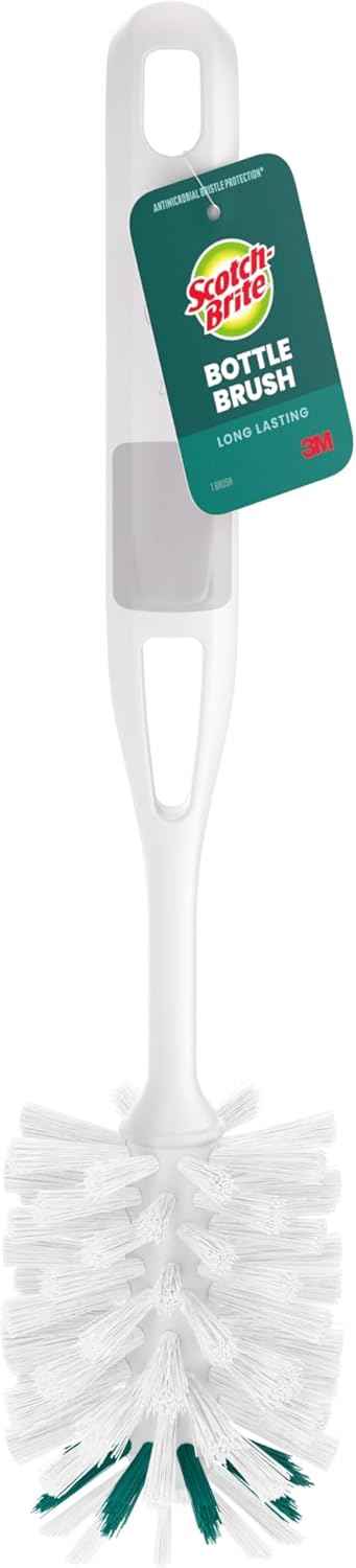 Scotch-Brite glass and water bottle brush with non-slip handle and durable design for effortless cleaning