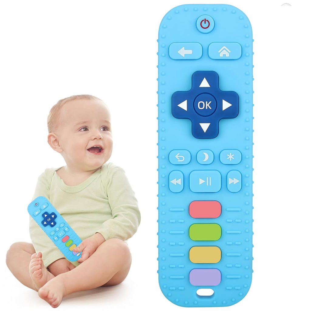 chuya baby teether toy tv remote control shape 3-24 months black food-grade silicone