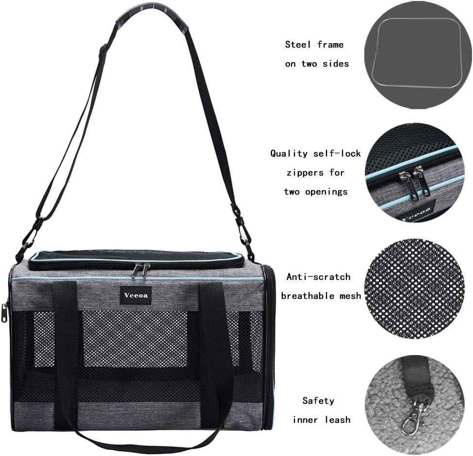 Vceoa Soft-Sided Cat Bag, 17.5x11x11 Inches, for Pets Up to 16 Lbs